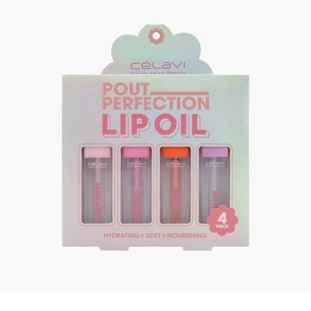 Pout Perfection Lip Oil Set - Pink, Orange, Purple, Clear